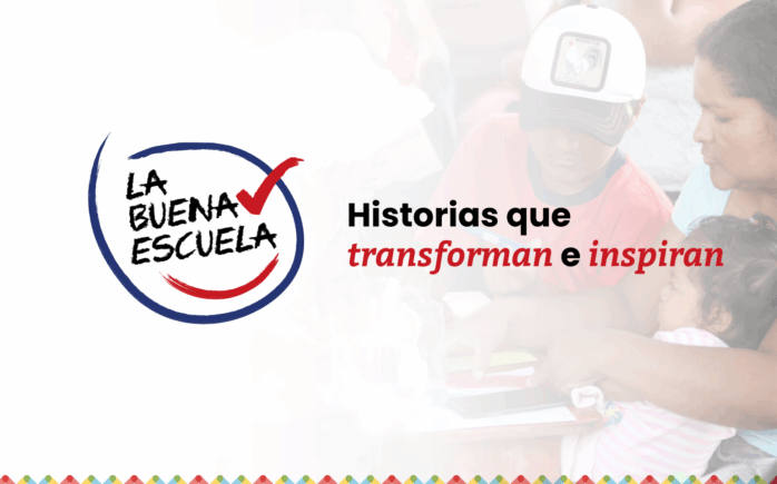 Logo de La Buena Escuela 2025 con el lema “Historias que transforman e inspiran”, concurso organizado por Empresarios por la Educación y el MINEDU.