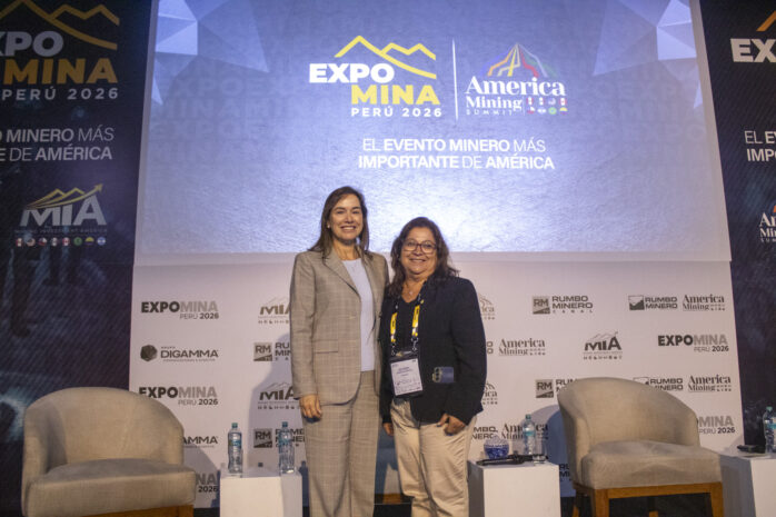 Marcela Benavides, Presidente de Empresarios por la Educación, durante el Foro Educación y Futuro de EXPOMINA Perú 2026.